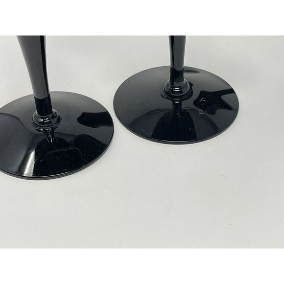 AMERICAN MANOR Ebony Black Vintage MCM Crystal Wine Glass Goblet 5.75” set Of 4 - Picture 4 of 5